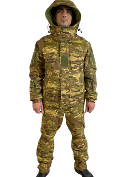 Тактическая зимняя теплая военная форма, комплект бушлат + штаны, мультикам, размер 46-48