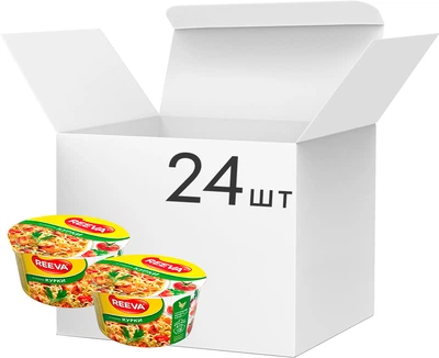 Упаковка лапши быстрого приготовления Reeva со вкусом курицы 75 г x 24 шт (4820179257038)