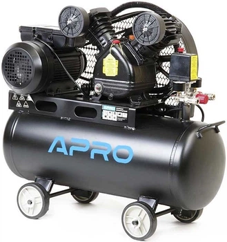 Компресор Apro 2.2 кВт ресивер 50 л двоциліндровий масляний з ременем 402 л/хв 8 бар 2 виходи (000077130)
