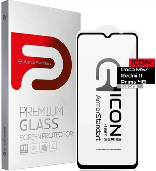Защитное стекло ArmorStandart Icon для смартфона Poco M5/Redmi 11 Prime 4G Black (ARM62811)