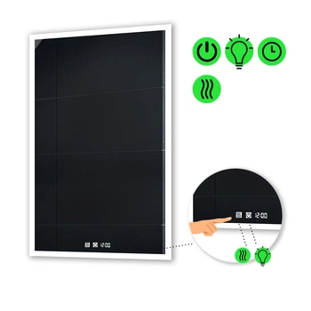 Прямоугольное зеркало с LED подсветкой 70 на 110 см, с двумя сенсорами, часами и подогревом, модель Simphony La Mir (Simphony160)