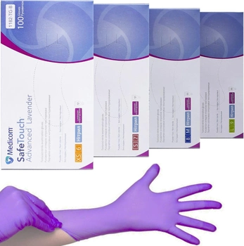 Нитриловые перчатки Medicom SafeTouch Advanced Lavender, плотность 3.5 г. - лавандовые (100шт)