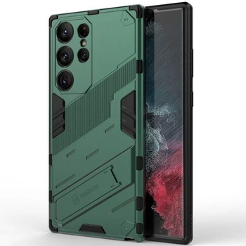 Защитный чехол с подставкой Deexe Bibercas для Samsung Galaxy S23 Ultra - Green