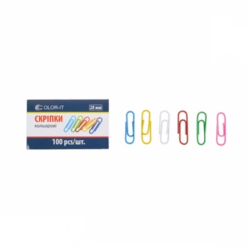 Скрепка 28мм 100шт цветная - COLOR-IT - 628
