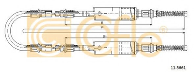 Трос ручного гальма задній Transit 91-00 (2823/2x972+231) Cofle (115661)