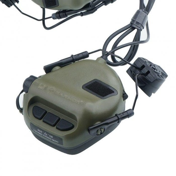 Активные наушники на шлем с микрофоном Earmor M32H + Кнопка PTT, тангента (Z125) (15025ptt)