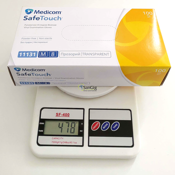 Рукавички вінілові Medicom, щільність 4.3 г. - Прозорі (100 шт) M (7-8)