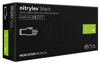 Нитриловые перчатки S (6-7) черные Nitrylex® PF Black