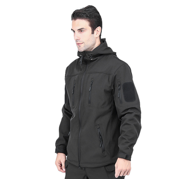 Тактична куртка Lesko A013 Black M водонепроникна вулична куртка з капюшоном та теплою підкладкою TK_2359