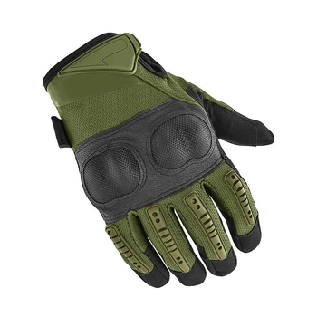 Штурмовые перчатки тактические полнопалые мужские Green XL защита на костяшках пальцев