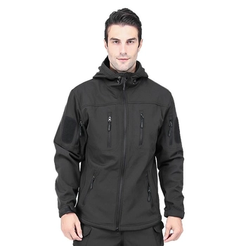 Тактична куртка Lesko A013 Black S спортивна флісова куртка із затяжками та капюшоном осінь-зима TK_2359