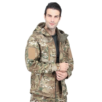 Тактическая куртка Lesko A013 Camouflage CP 3XL водонепроницаемая камуфляжная куртка с капюшоном и карманами TK_2359