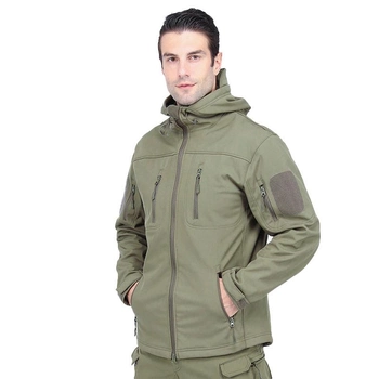 Тактическая куртка Lesko A013 Green 3XL утепленная влагоотталкивающая куртка с липучками для капюшона TK_2359