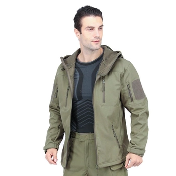 Тактическая куртка Lesko A013 Green 3XL утепленная влагоотталкивающая куртка с липучками для капюшона TK_2359