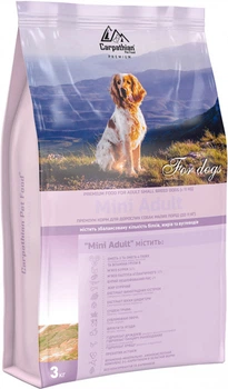 Сухий корм для дорослих собак малих порід вагою до 11 кг Carpathian Pet Food Mini Adult із куркою та палтусом атлантичним, 12 кг