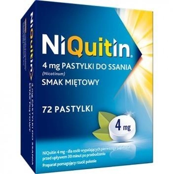 Никотиновая жевательная резинка Niquitin с мятным вкусом, 72 пастилки - 4mg