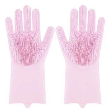 Силіконові рукавички Magic Silicone Gloves Pink для прибирання чищення миття посуду для дому Колір рожевий 4482411