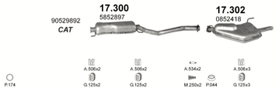 Резонатор POLMO Opel Vectra B 2.0Di 16V TD 11/96-04/00 Polmostrow (17.300) (Polmo-17.300)