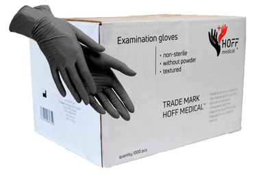 Перчатки нитриловые черные HOFF MEDICAL (10уп./коробка) нестерильные цвет черный размер s