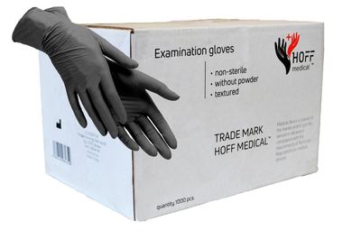 Перчатки нитриловые черные HOFF MEDICAL (10уп./коробка) нестерильные цвет черный размер L