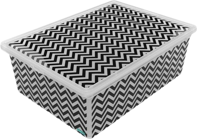 Коробка Qutu Light Box Zig Zag з кришкою 25 л Чорна \ біла (LIGHT BOX с/к ZIG ZAG 25л.)