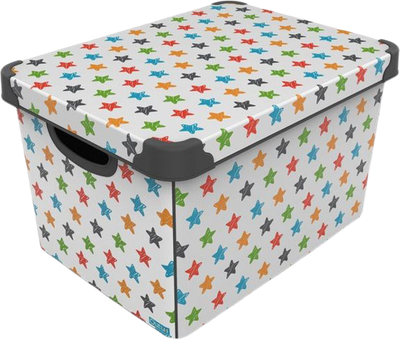 Коробка Qutu Style Box Colored Stars з кришкою 20 л Різнобарвна (STYLE BOX с/к COLORED STARS 20л.)
