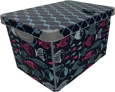 Коробка Qutu Style Box Ocean Life з кришкою 20 л Різнобарвна (STYLE BOX с/к OCEAN LIFE 20л.)