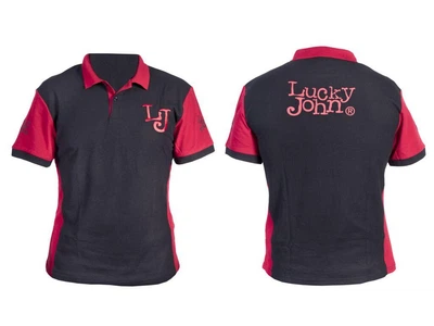 Футболка поло "LUCKY JOHN" (60% бавовна, 40% PL, червона/чорна) / L (144659) AM-7501-03L