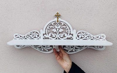 Иконостас на 1 полку, полка под иконы (плоская) Diy_UA Вензель Белый