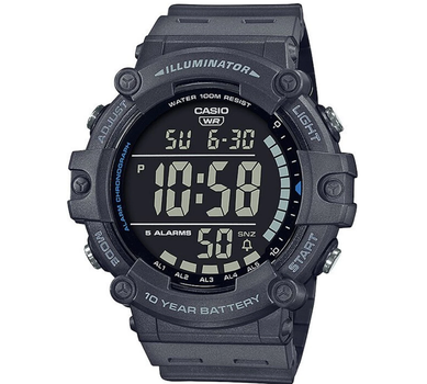 Мужские наручные часы CASIO AE-1500WH-8B с светодиодной подсветкой Черные\черный экран
