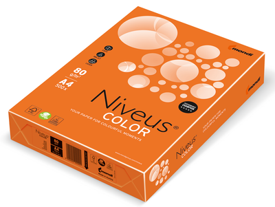 Бумага цветная Niveus интенсив А4 80 г/м² OR43 оранжевый 500л (A4.80.NVI.OR43.500)