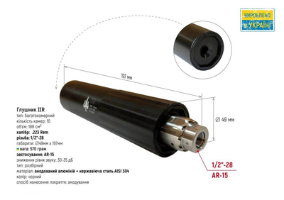 Глушитель АR-15 черный Глушитель для АР 15 Глушитель на АР