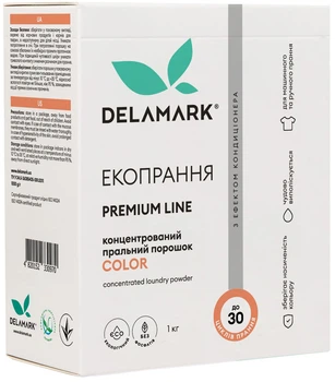 Концентрированный бесфосфатный стиральный порошок Delamark Premium Line Color с эффектом кондиционера 1 кг (4820152330970)