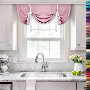 Коротка штора в італійському стилі із зав'язками Adagio Windows Decor Щільна рожева фіранка 1х0,8м