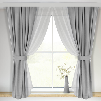 Підвійні укорочені штори-занавіски для кухні Adagio Windows Decor Світлі штори розміри 1,4х1,7м (4шт) під карниз 1,5-2м