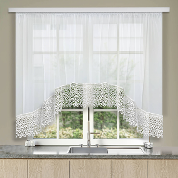 Шифонова штора арка з мереживом для кухонного вікна Adagio Windows Decor Тюль фіранка аркою 3х1,6м