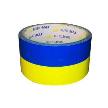 Клейка стрічка Buromax 48 мм х 35 м Синьо-жовта (BM.7007-85)