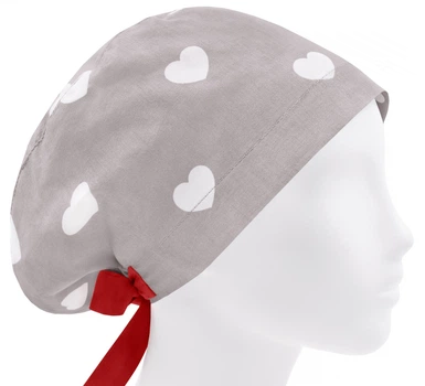 Медицинская шапочка женская HeadwearUniverse универсальная принт Cердечки белые
