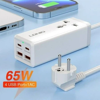 Сетевой фильтр-удлинитель Ldnio 5в1 65W (2xUSB, 2xType-C + розетка) Quick charge 4.0