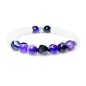 Браслет из натуральных камней Stonest Line Violet White 14 (br036-14)