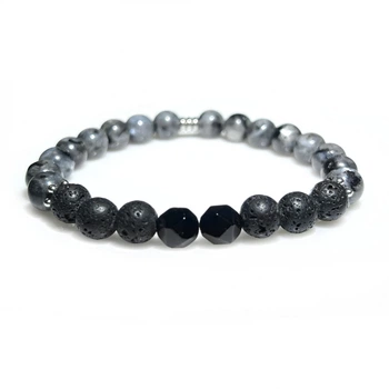 Браслет из натуральных камней Stonest Line Black Grey №2 16 (br029-16)