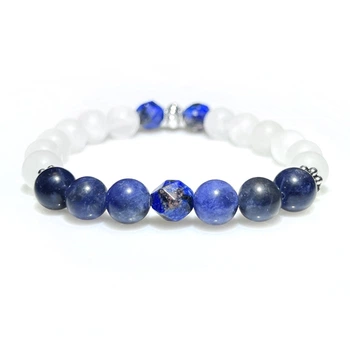 Браслет из натуральных камней Stonest Line Dark Blue White 18 (br019-18)