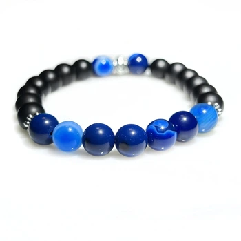 Браслет из натуральных камней Stonest Line Blue Black 14 (br015-14)