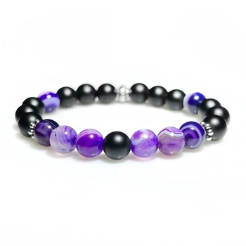 Браслет из натуральных камней Stonest Line Violet Black 18 (br011-18)