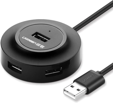 USB-хаб UGREEN CR106 USB 2.0 4 Ports HUB 1 м Black (20277) (UGR-20277)