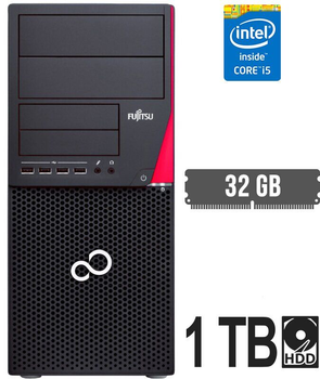 Компьютер Fujitsu Esprimo P720 E90+ Tower / Intel Core i5-4590 (4 ядра по 3.3 - 3.7 GHz) / 32 GB DDR3 / 1000 GB HDD / Intel HD Graphics 4600 / DisplayPort / DVI б/у
