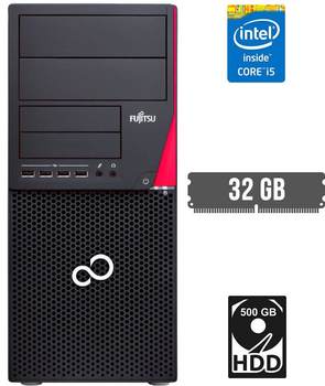 Компьютер Fujitsu Esprimo P720 E90+ Tower / Intel Core i5-4590 (4 ядра по 3.3 - 3.7 GHz) / 32 GB DDR3 / 500 GB HDD / Intel HD Graphics 4600 / DisplayPort б/у