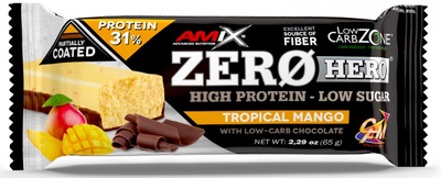 Протеиновые батончики Amix Батончик Low-Carb ZeroHero Protein Bar 65г 1/15 - Tropical Mango