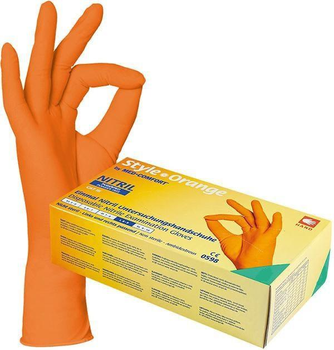 Перчатки нитриловые неопудренные, оранжевые, размер М, AMPri Style Orange, 100 шт