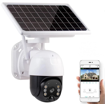 Камера видеонаблюдения уличная c солнечной панелью WIFI Solar Camera ICSEE 3MP FHD-Contains SIX 18650 Бело-черный